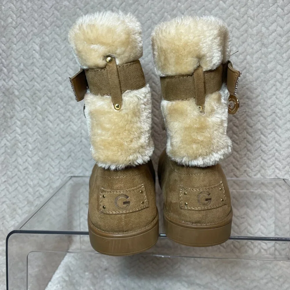 G by Guess Womens Tan Aussie Faux Fur Lined‎ Round Toe Ankle Boot NWOT Size 7M